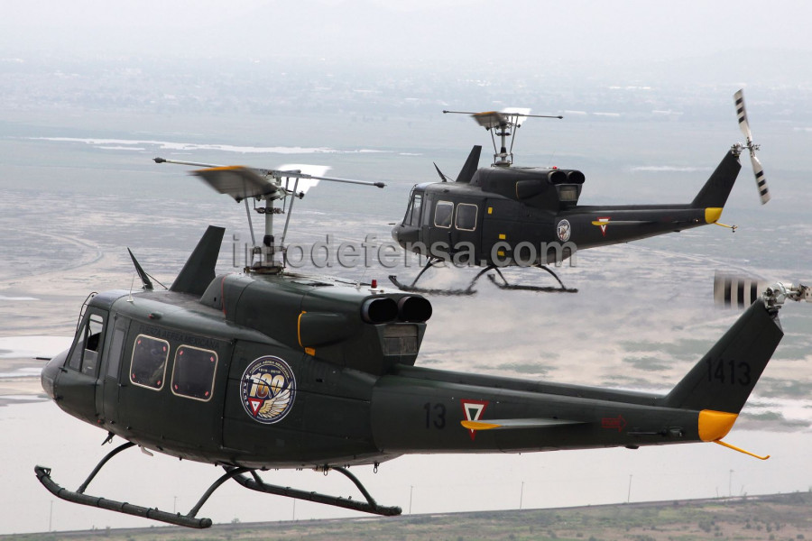 El Bell 212 fue la base de la comunidad de helicópteros en la FAM. Foto. M García.