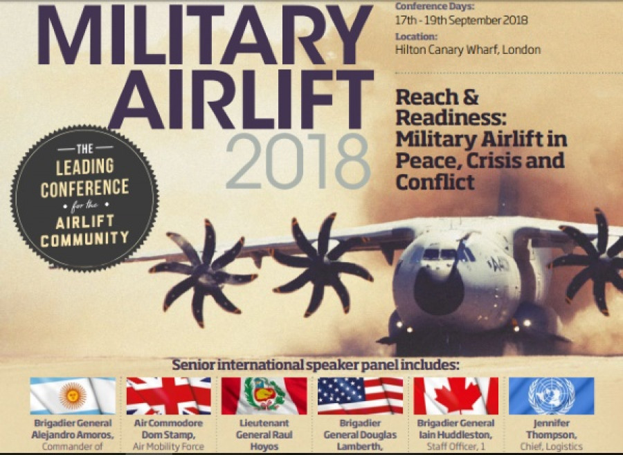 Material de promoción del la conferencia internacional Military Airlift 2018. Foto: Defence IQ