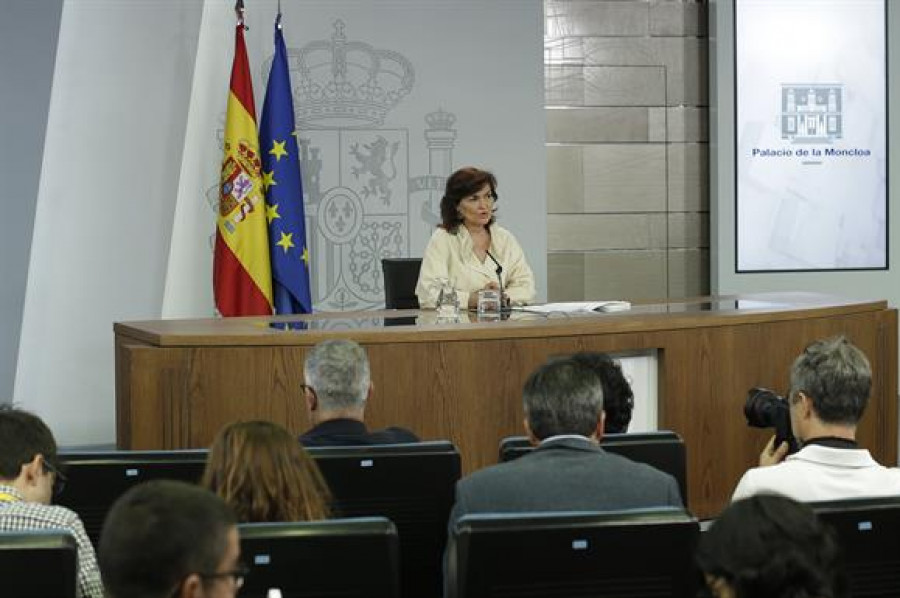 La vicepresidenta del Gobierno, Carmen Calvo, tras el Consejo de Ministros. Foto: La Moncloa
