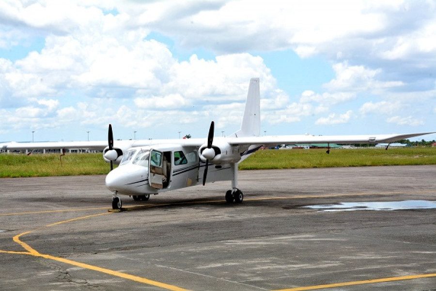 Uno de los dos BN-2 Islander´ recibidos por el Cuerpo Aéreo guyanés, en su base de London. Foto: Guyana Defenece Force.