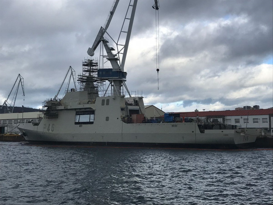 El BAM Furor el pasado mes de abril en las instalaciones de Navantia en Ferrol. Foto: Ministerio de Defensa