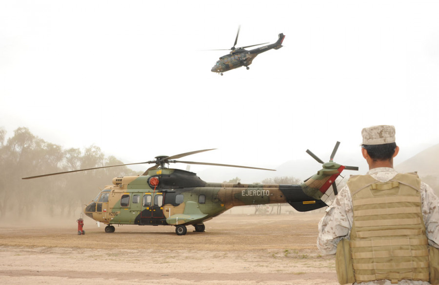 Minusca contemplaba el envío de un pelotón de dos helicópteros AS532 Cougar de la Bave. Foto: Ejército de Chile
