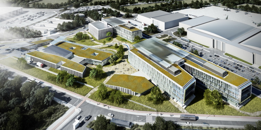 Maqueta virtual de las nuevas instalaciones de Airbus en Getafe. Foto: Estudio Lamela