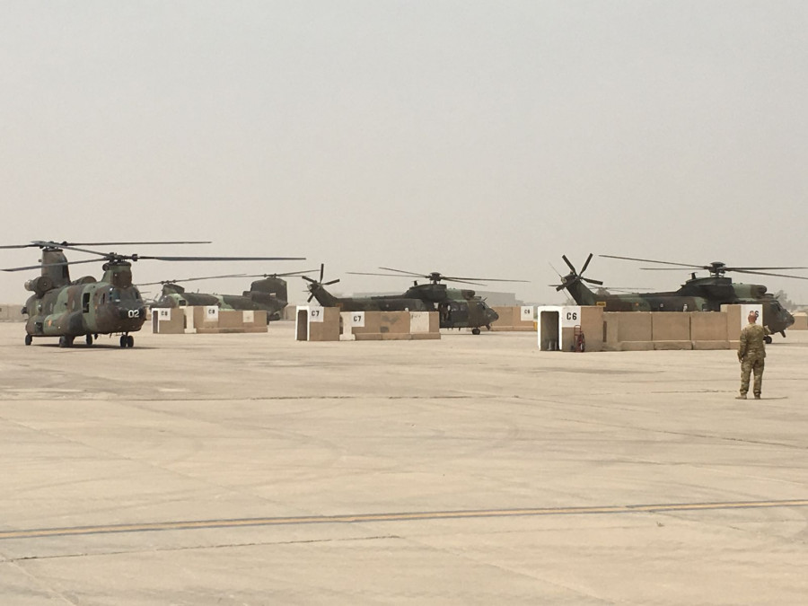 Llegada de los helicópteros a Irak. Foto: Ejército de Tierra