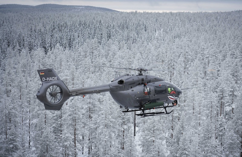 Helicóptero H145M durante las pruebas en Suecia. Foto: Airbus