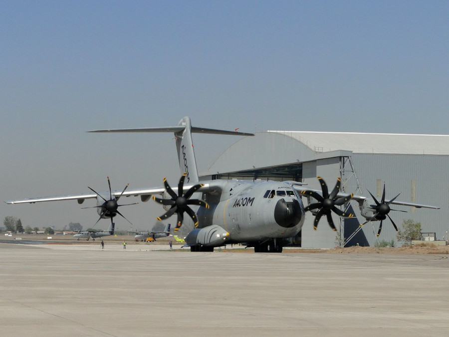 El segundo A400M de la Fuerza Aérea española en Chile. Foto:  Nicolás García