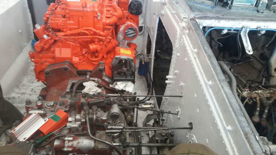 Motor Scania DC 09 74 instalado en BMP-1. Foto: Ejército Uruguayo.