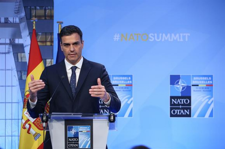 Pedro Sánchez en su intervención durante la cumbre de la OTAN en Bruselas. Foto: La Moncloa