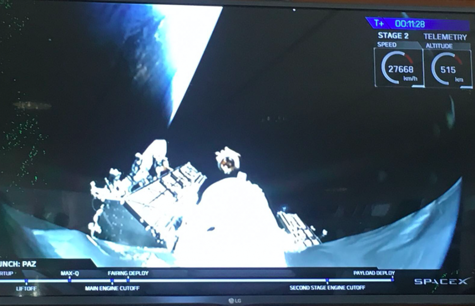 Momento exacto en el que el Paz entra en órbita. Foto: SpaceX
