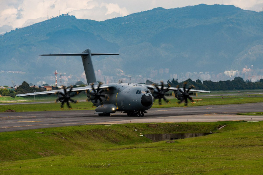 A400M del Ejército del Aire español en Colombia. Foto: EA