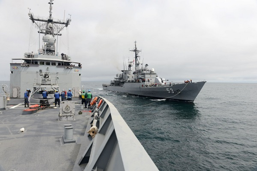 Fragata Lupo de Perú, hoy convertida en buque insignia, en el ejercicio naval Unitas 2014. Foto: Armada de Estados Unidos