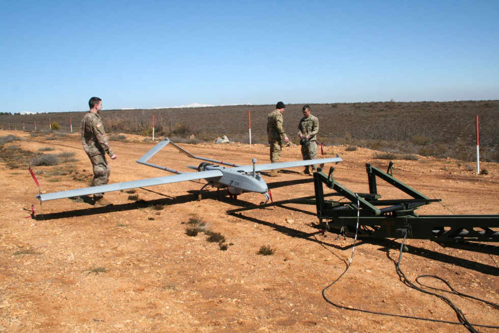 El UAS Shadow RQ7 en el ejercicio en Conde de Gazola. Foto: Ejército de Tierra