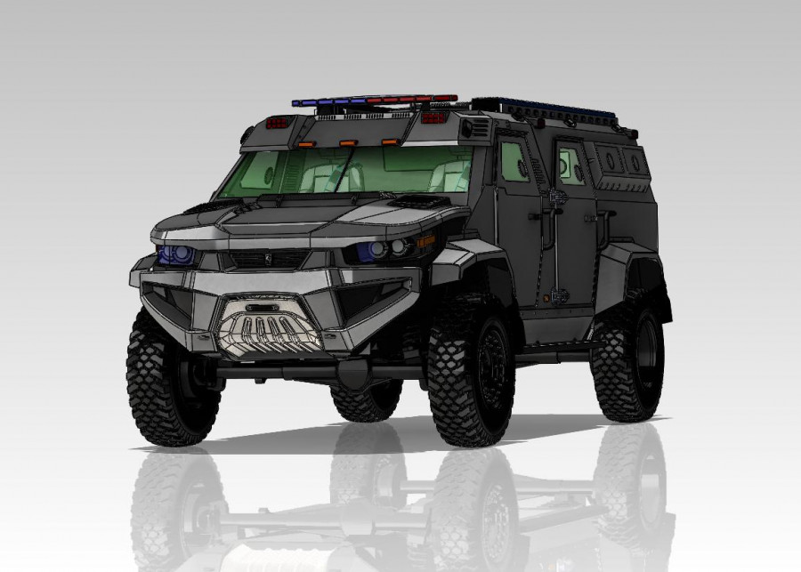 Vehículo blindado Testudo de Italian Armouring Solutions. Diseño virtual: Italian Armouring Solutions