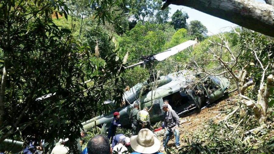 El Huey-II accidentado. Foto: Ejército colombiano.