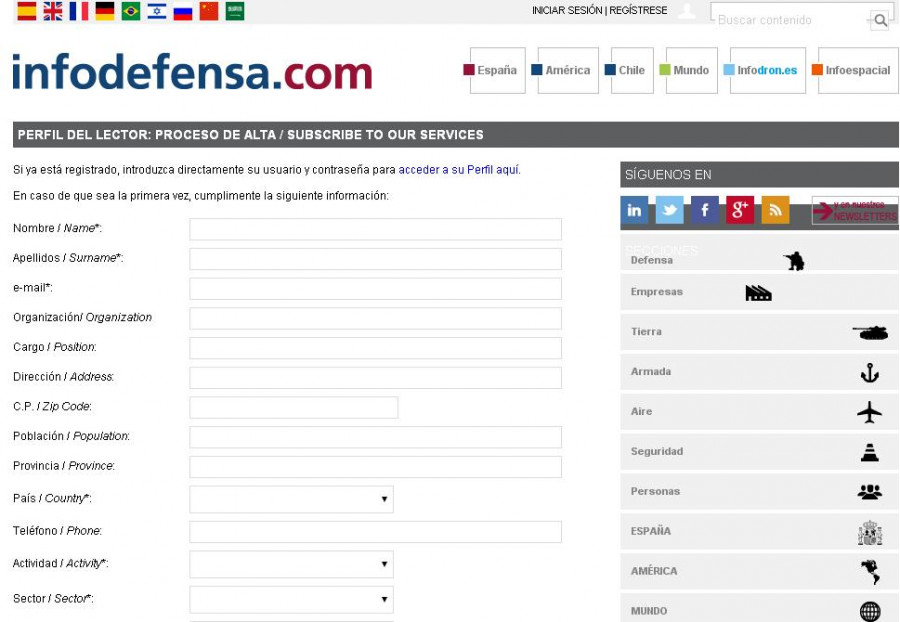 Suscripción Infodefensa.com