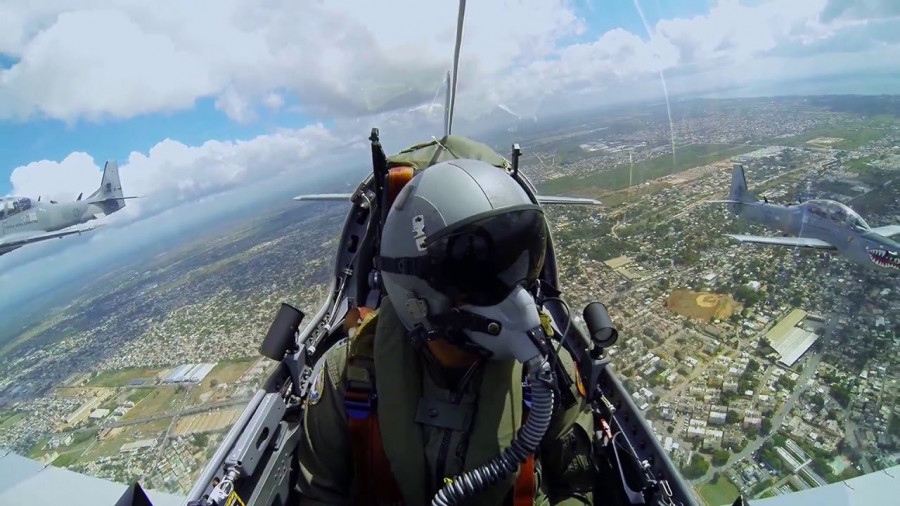 Un piloto de la Fuerza Aérea partcipa en un ejercicio. Foto: Fuerza Aérea de República Dominicana.