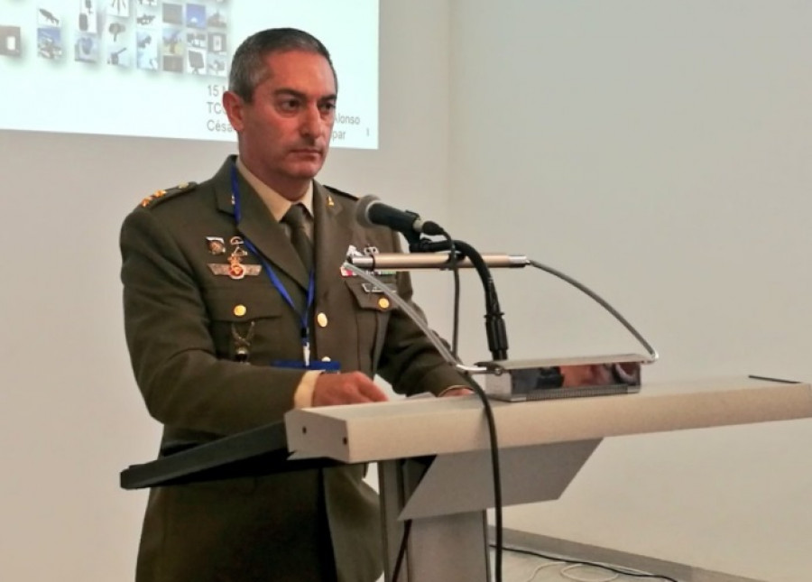 Teniente coronel José Manuel Mateo Alonso en la jornada antidron celebrada en Cetse. Foto: Infodefensa.com