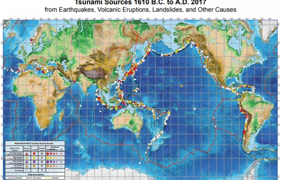 Fuentes de tsunamis entre 1610 AC y 2017 DC. Foto: Unesco.
