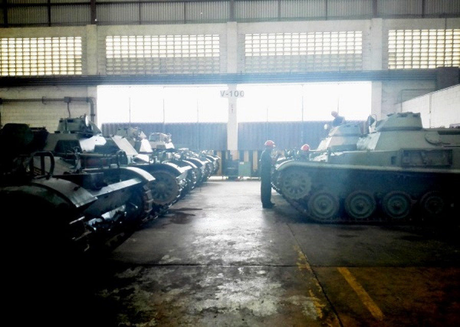 Vehículos blindados de la serie AMX-13M56-VTT en las instalaciones del Cemablin. Foto: 8° Cuerpo LogísticoEjército de Venezuela.