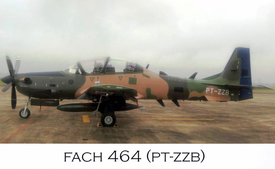 Uno de los nuevos Super Tucano de la FACh en el aeropuerto de Foz de Iguazú. Foto: R. Antenore