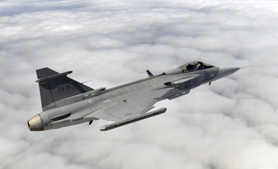 El Gripen E durante su vuelo supersónico. Foto: Saab