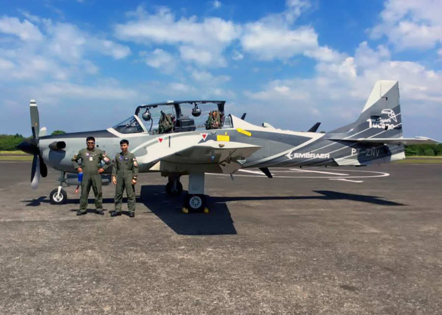 El demostrador del EMB-314 prefijo PT-ZNV durante la evaluación de vuelo realizada en Filipinas a mediados de 2017.
