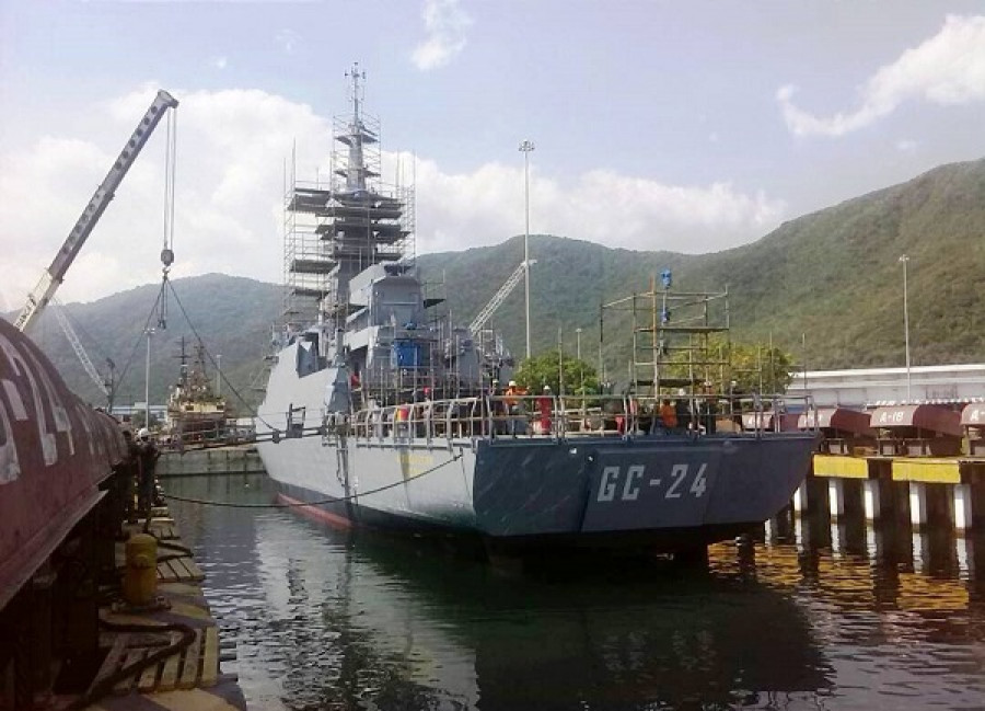 El Comandante Eterno Hugo Chávez´ GC-24 en el sincroelevador de Dianca. Foto: Armada de Venezuela.