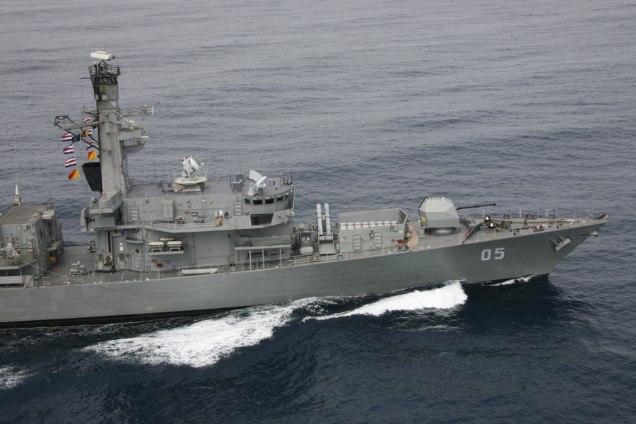 Fragata antisubmarina type 23 FF-05 Almirante Cochrane con misiles antibuque RGM-84L Harpoon. Foto: Armada de Chile