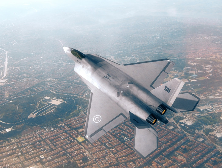 Representación virtual del futuro avión TF-X Foto: Subsecretaría de Industrias de Defensa de Turquía