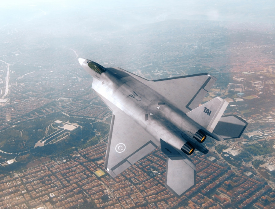 Representación virtual del futuro avión TF-X Foto: Subsecretaría de Industrias de Defensa de Turquía