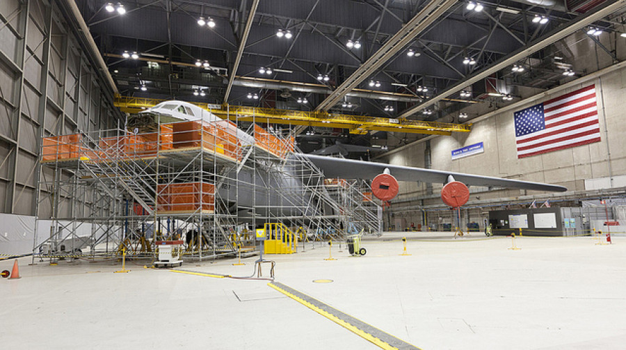Avión militar C 5 Galaxy en una planta de montaje. Foto: Lockheed Martin