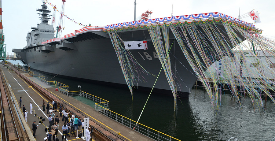 Bogadura del JDS Kaga en agosto de 2015. Foto: Ministerio de Defensa de Japón