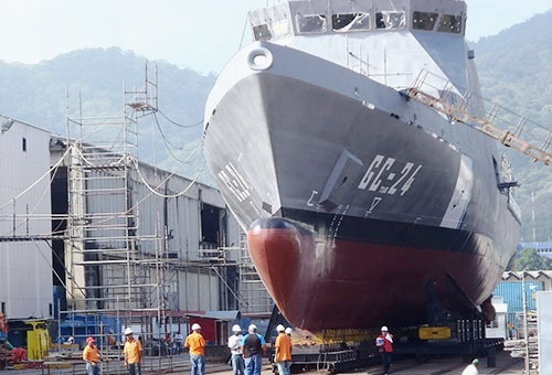 Patrullero Hugo Chávez varado en Dianca durante su construcción. Foto: Diques y Astilleros Nacionales C.A.