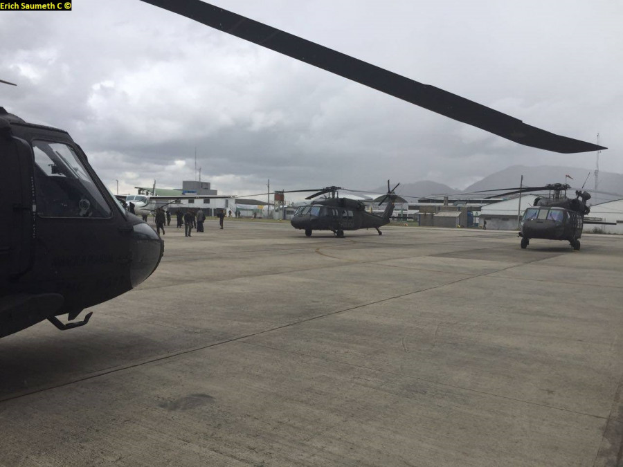 Los helicópteros en el aeropuerto Guaymaral, Bogotá. Foto: Erich Saumeth C.