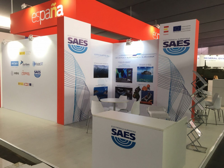 Stand de SAES en el pabellón español de Sitdef 2017. Foto: S.A. de Electrónica Submarina SAES