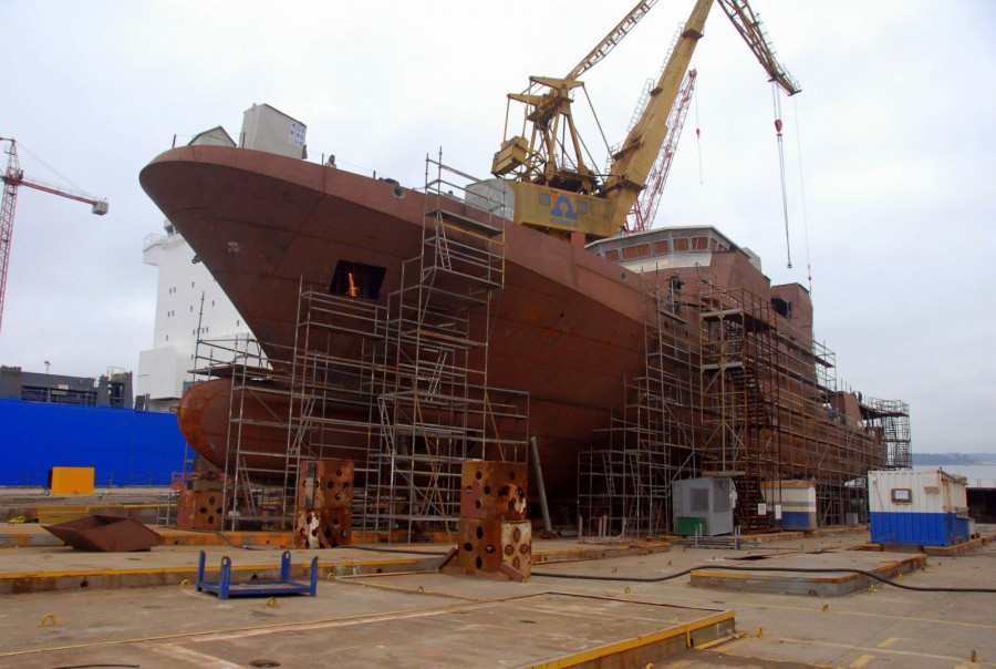 Construcción del OPV-83 Marinero Fuentealba en Asmar Talcahuano. Foto: Armada de Chile