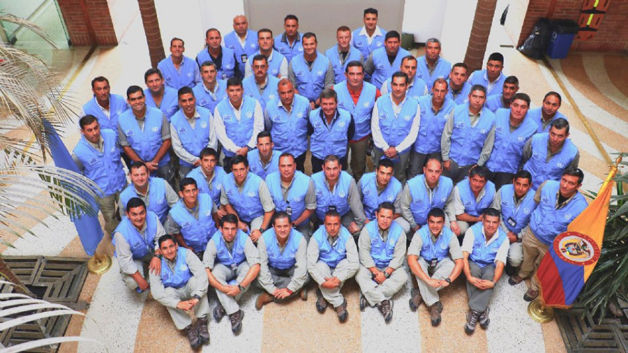 El equipo argentino desplazado a Colombia. Foto: Ministerio de Defensa de Argentina