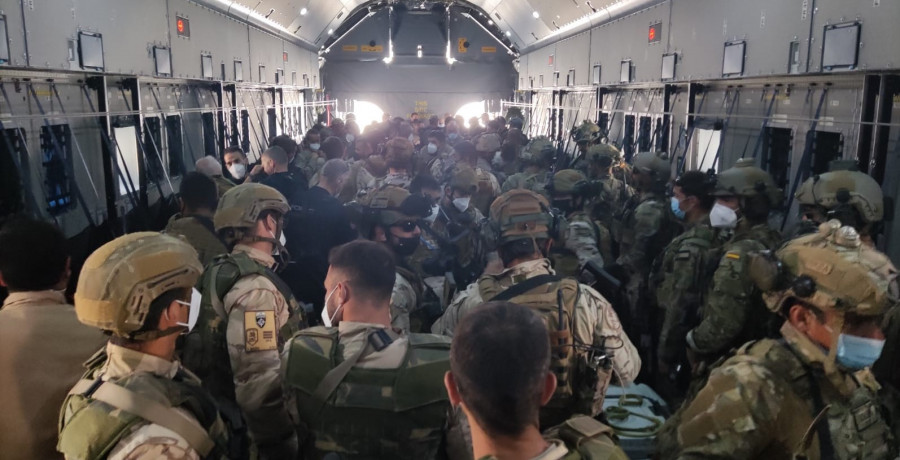 Repliegue de los militares españoles desplegados en el aeropuerto de Kabul. Foto: Ministerio de Defensa