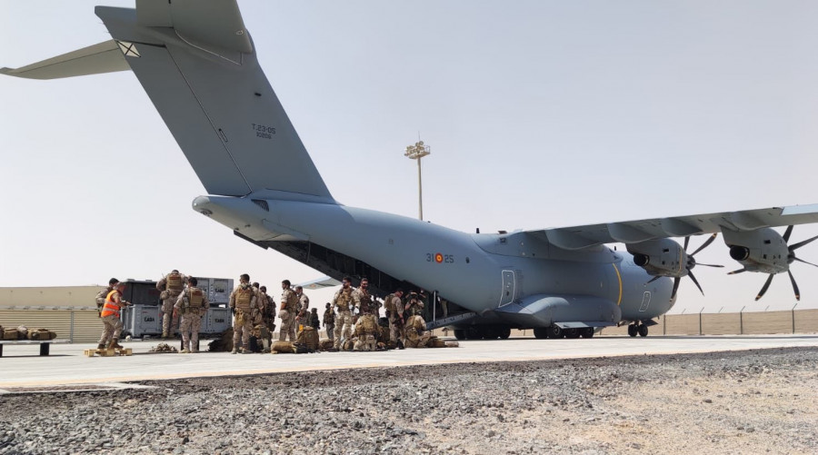Repliegue de los militares españoles desplegados en el aeropuerto de Kabul. Foto: Ministerio de Defensa