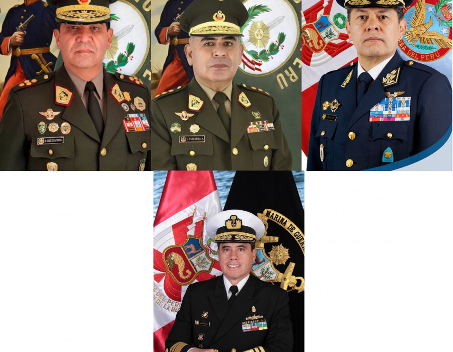 Nueva cúpula militar de las Fuerzas Armadas del Perú. Foto: Composición Infodefensa