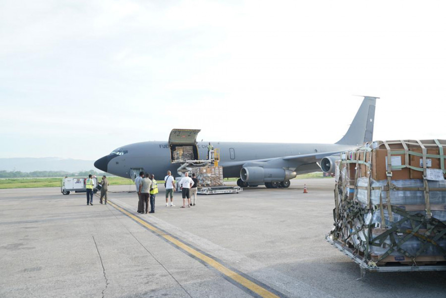 El Boeing KC-135E Stratotanker de la FACh llegó ayer a Haití. Foto: FACh
