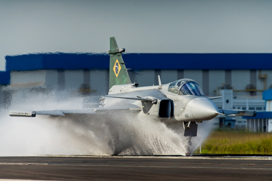 El avión Gripen dela FAB durante las pruebas. Foto: Saab