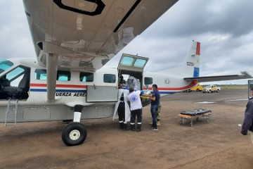 Grand Caravan realizando una evacuación medica. Foto: Fuerza Aérea del Paraguay
