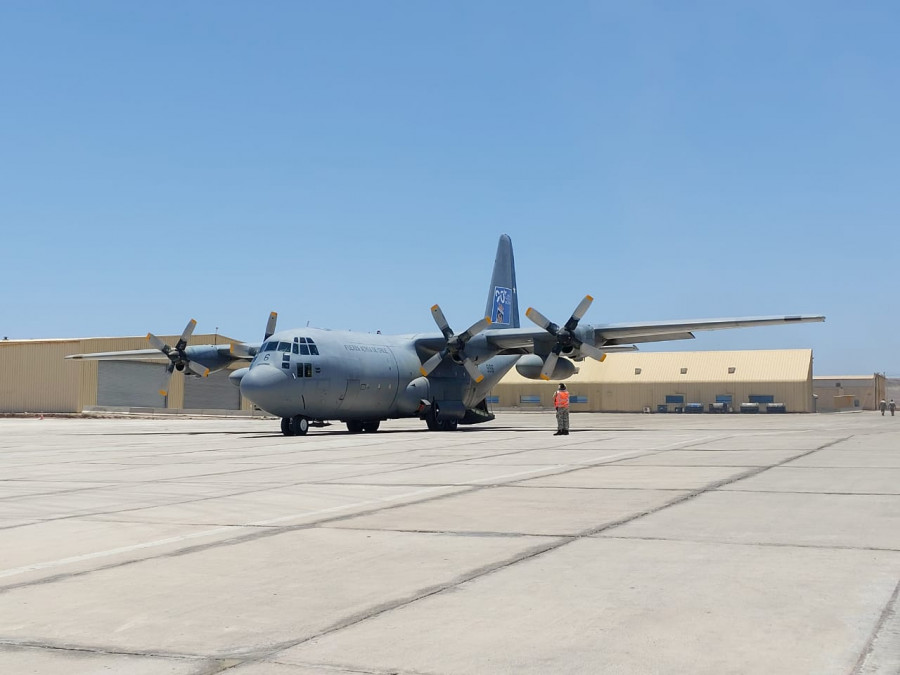 Un Lockheed Martin C-130H Hercules en la base aérea Cerro Moreno de Antofagasta. Foto: FACh