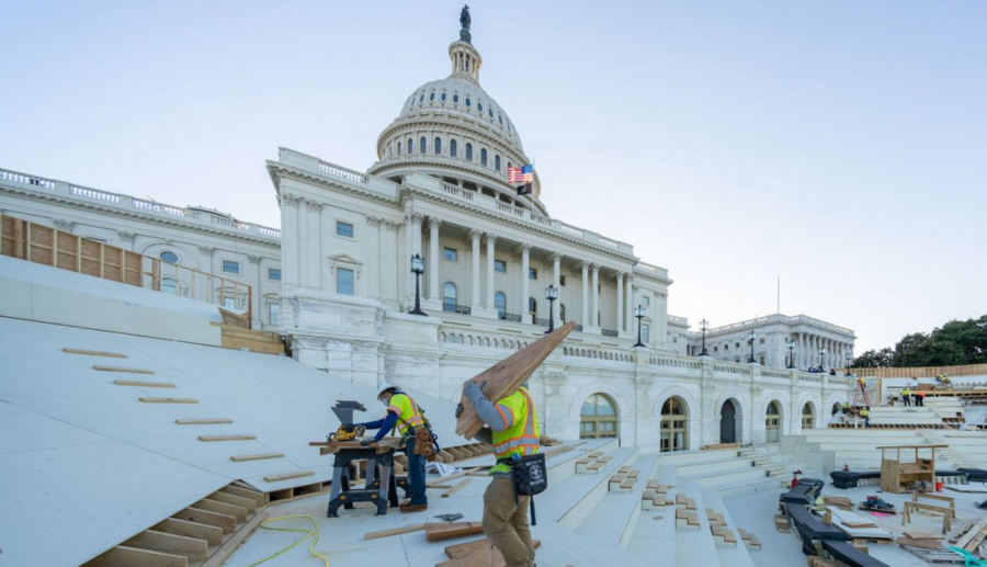 Trabajos en el Capitolio para la toma de posesión de Joe Biden. Foto: Gobierno de EEUU