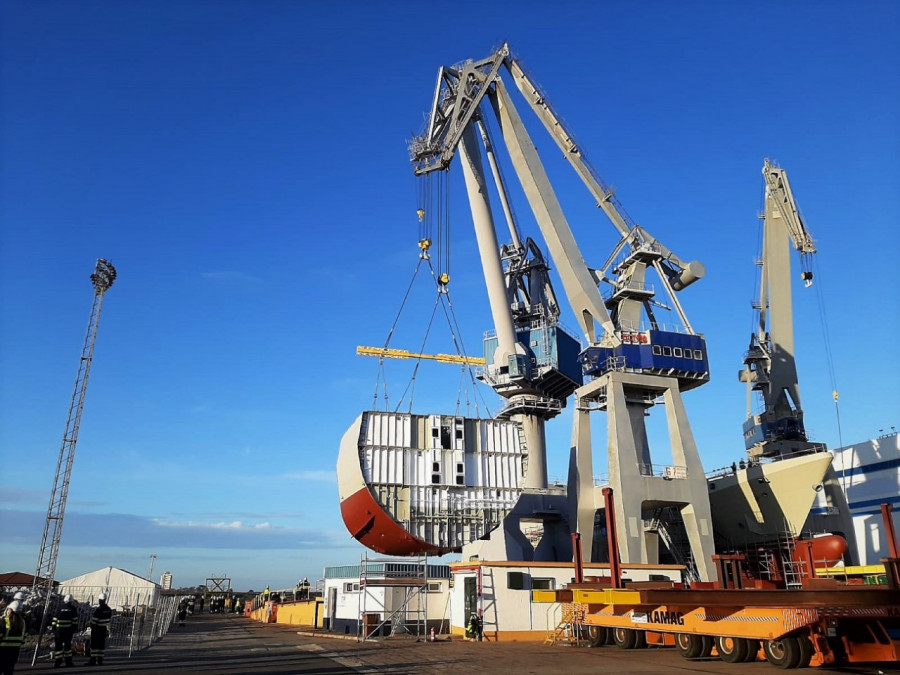 Construcción de una corbeta para Arabia Saudí en el astillero de Navantia en San Fernando. Foto: Navantia