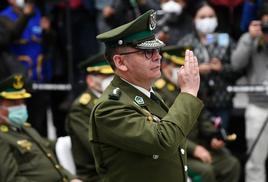 El coronel Aguilera juramentándose como comandante de la Policía. Agencia Boliviana de Información