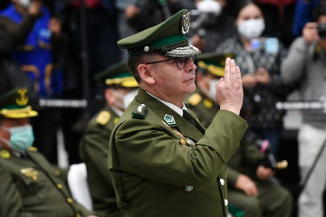 El coronel Aguilera juramentándose como comandante de la Policía. Agencia Boliviana de Información