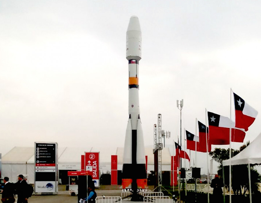 En 2016 Fidae mostró una réplica del Soyuz que lanzó al satélite chileno Fasat-Charlie. Foto: Museo Nacional Aeronáutico y del Espacio