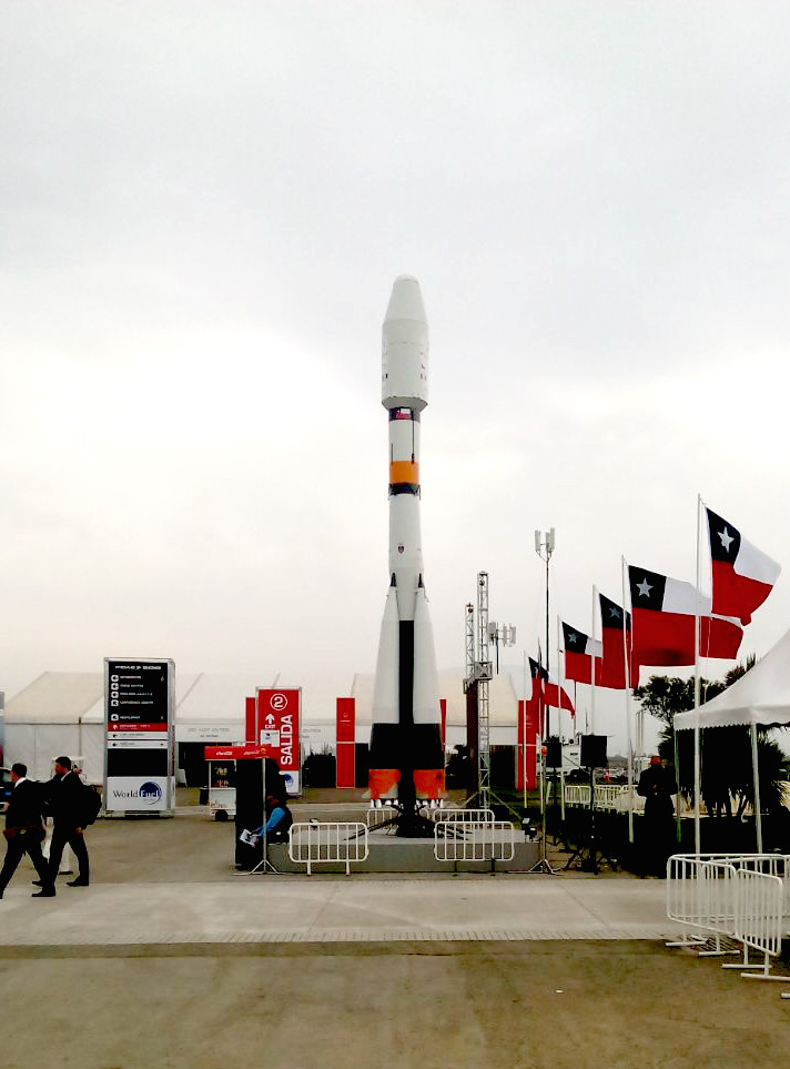 En 2016 Fidae mostró una réplica del Soyuz que lanzó al satélite chileno Fasat-Charlie. Foto: Museo Nacional Aeronáutico y del Espacio